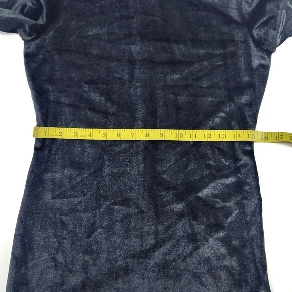Vintage Ingrid Black Velvet  Bodycon Mock Neck Mini Dress - Picture 4 of 11